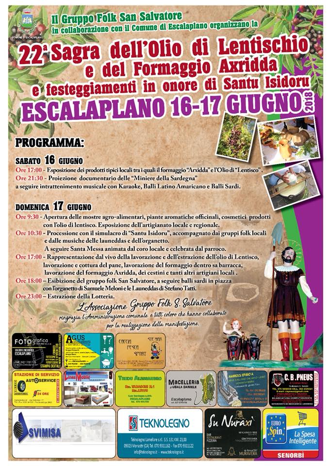 SABATO 16 e DOMENICA 17 GIUGNO 2018 - 22^ sagra dell'olio di lentischio e del formaggio axridda