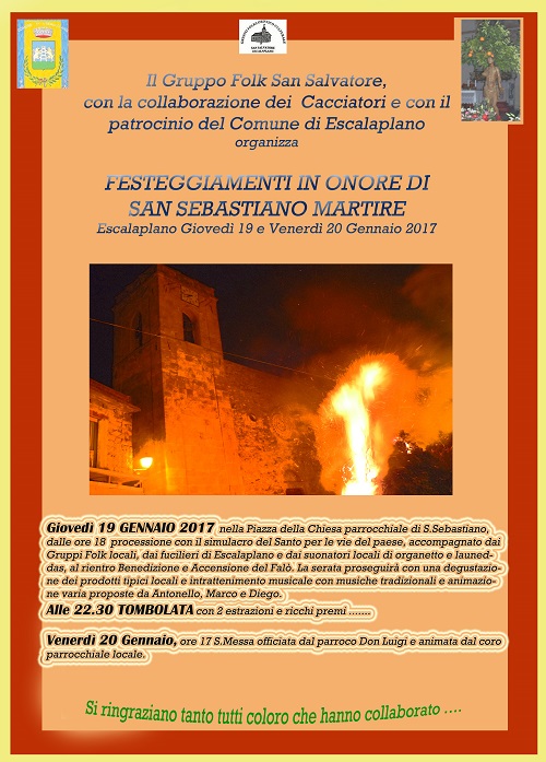 Festeggiamenti in onore di San Sebastiano Martire - Escalaplano 19 e 20 gennaio 2017